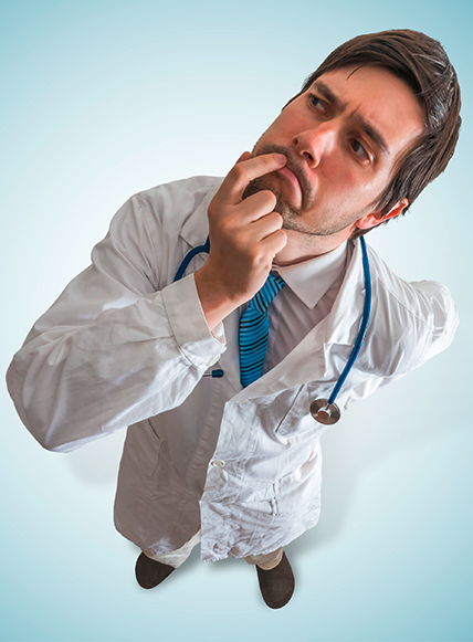 junger Arzt überlegt